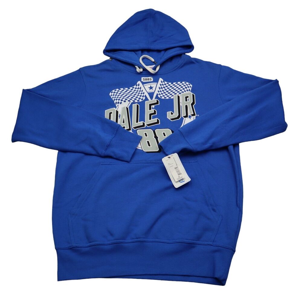 Dale Earnhardt Jr Sweatshirt Mens M Blue Nascar 88 Pullover Hoodie with Pockets